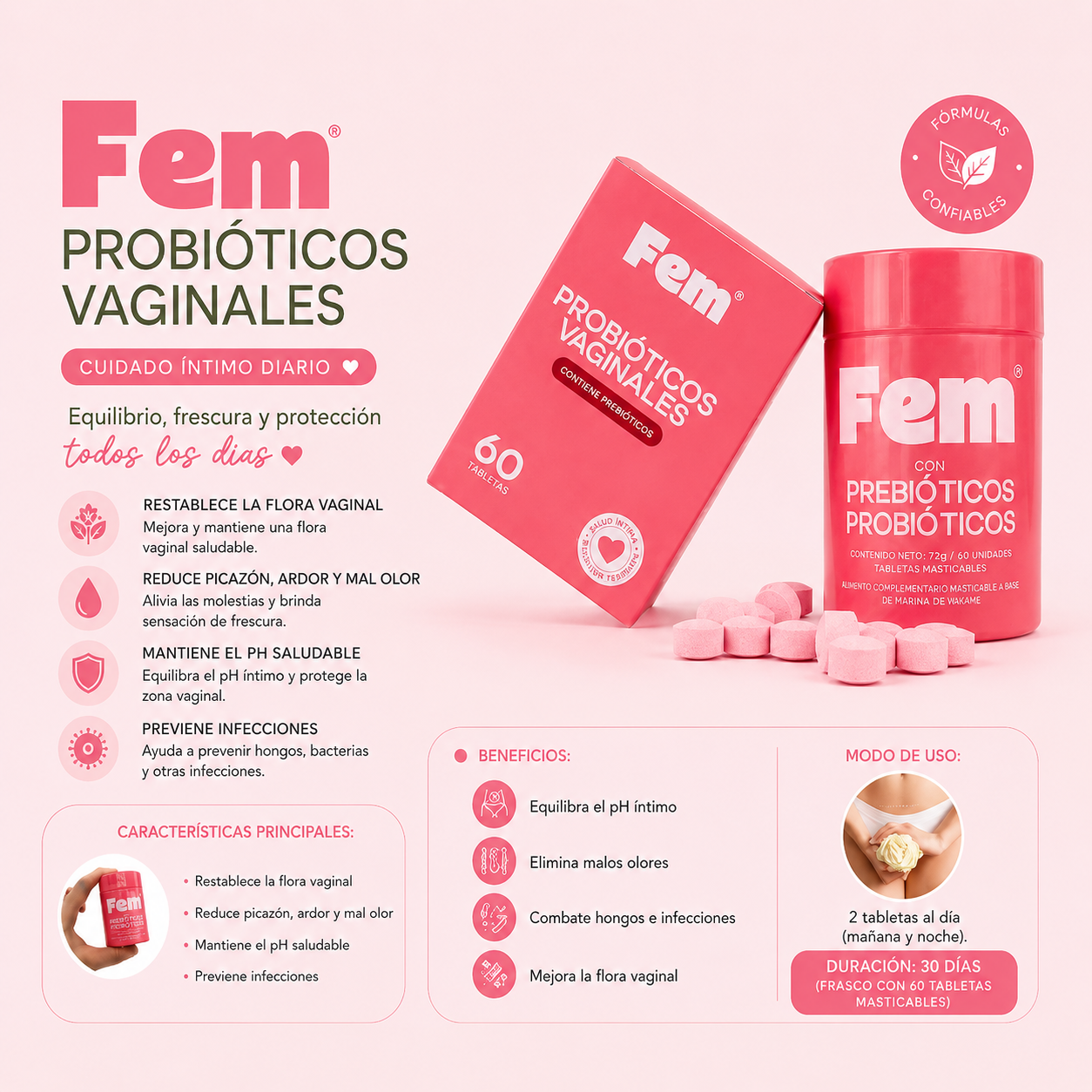 Alimento con probióticos y prebióticos x 60 UND
